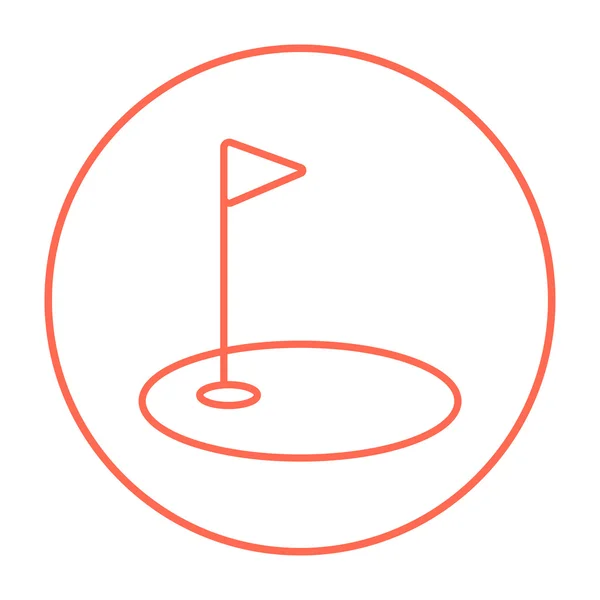 Agujero de golf con bandera icono de línea . — Vector de stock