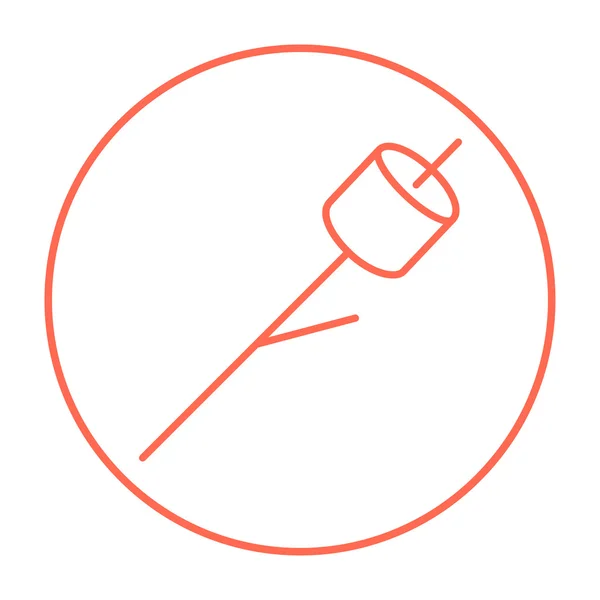 Marshmallow dipanggang pada ikon tongkat kayu  . Stok Vektor Bebas Royalti