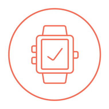 Smartwatch ile onay işareti satırı simgesi.