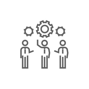 İşadamları vites satırı simgesi altında.