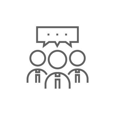 İnsanlarla konuşma kare üzerinde onların kafaları satırı simgesi.