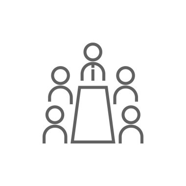 Business meeting in the office line icon.