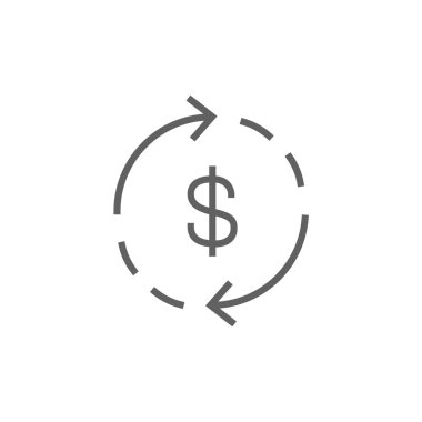 Dollar symbol with arrows line icon.