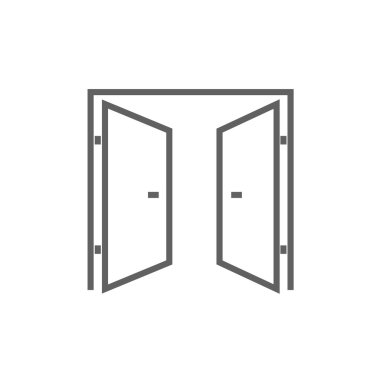 Open doors line icon.