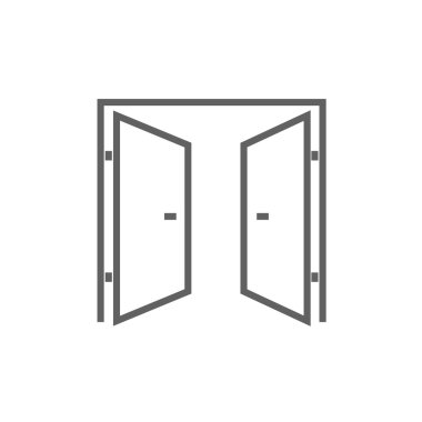 Open doors line icon. clipart