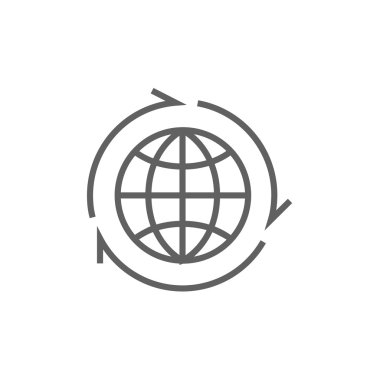 Küre ile okları satırı simgesi.