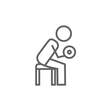 Egzersiz halter satırı simgesi ile adam.