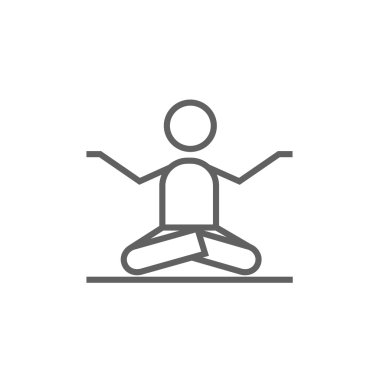 Lotus poz çizgisi simgesinde meditasyon adam.