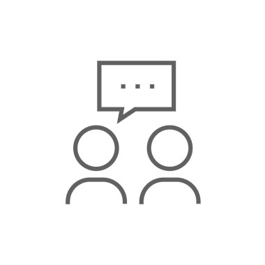 İnsanlarla konuşma kare üzerinde onların kafaları satırı simgesi.