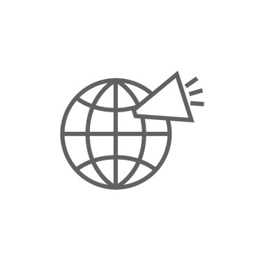 Küre ile hoparlör satırı simgesi.