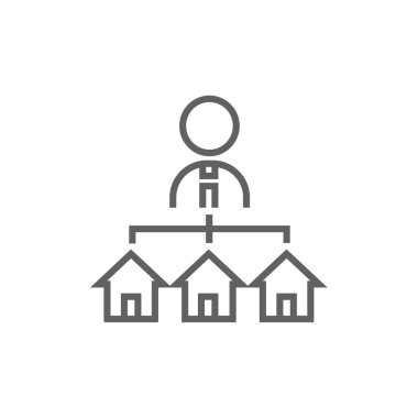 Emlakçı ile üç satırı simgesi evler.