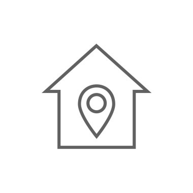 House with pointer line icon.