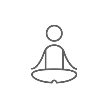 Lotus poz çizgisi simgesinde meditasyon adam.
