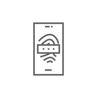 Cep telefonu tarama parmak izi satırı simgesi.