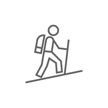 Turist backpacker satırı simgesi.