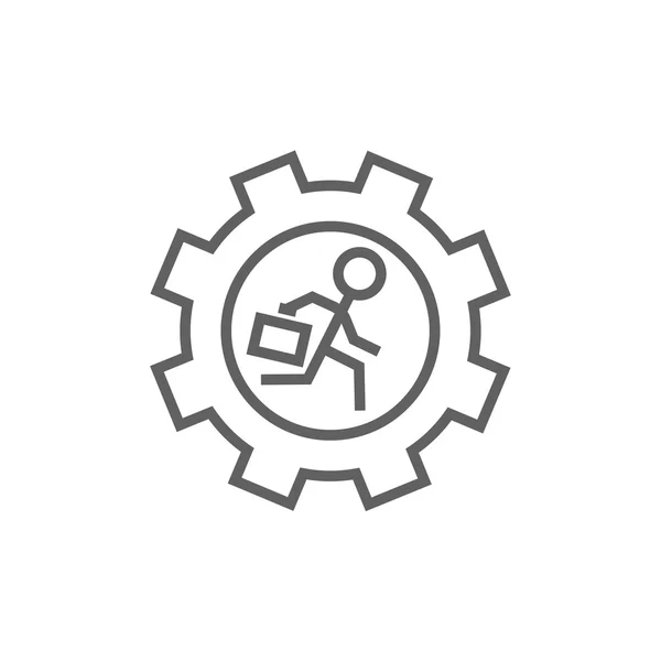 Man running inside the gear line icon. — Stock vektor