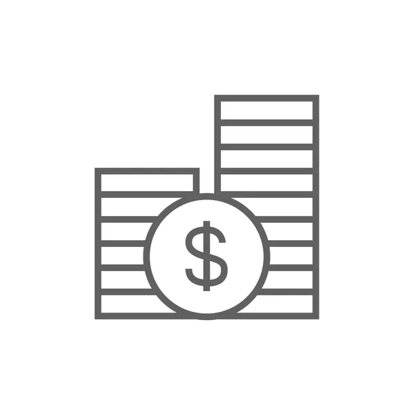 Dollar munten lijn pictogram. — Stockvector