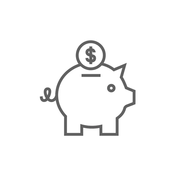 Tirelire avec icône de ligne de pièce de monnaie dollar . — Image vectorielle