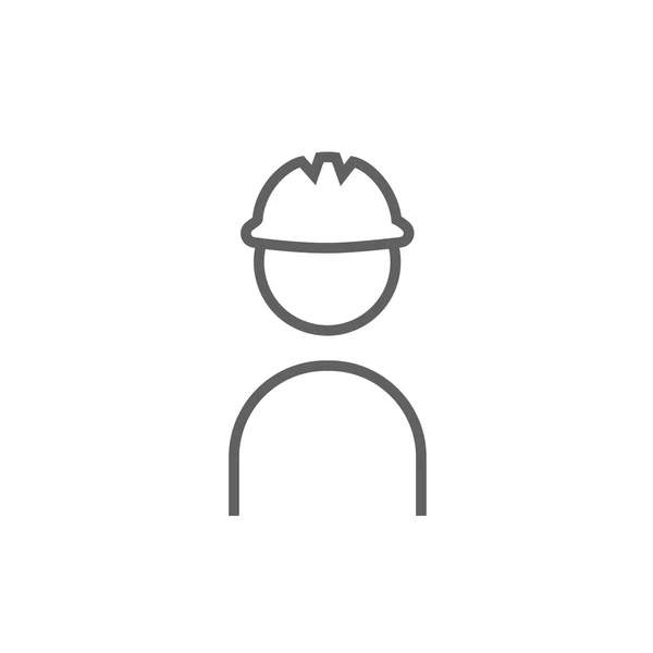 Рабочий носит значок жесткой линии шляпы . — стоковый вектор