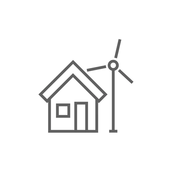 House with windmill line icon. — Stock Vector