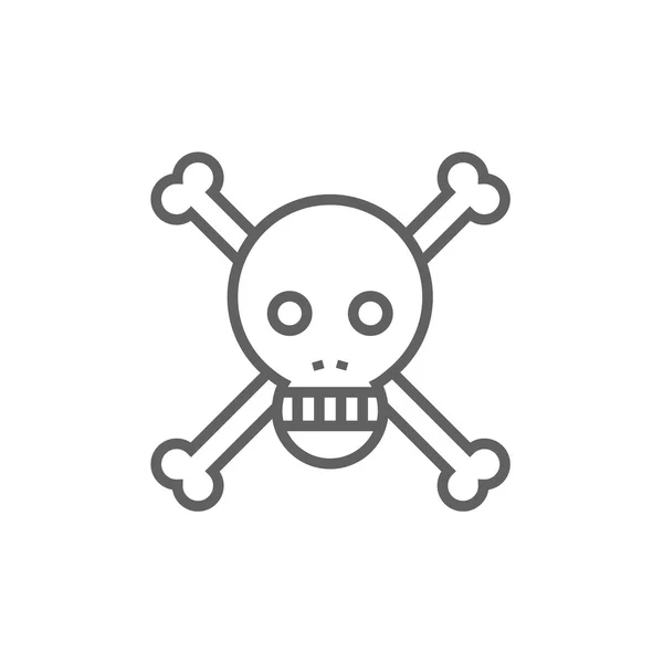 Totenkopf und Kreuzknochen Linie Symbol. — Stockvektor