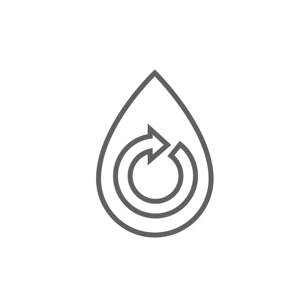 Waterdruppel met cirkelvormige lijn pijlpictogram. — Stockvector