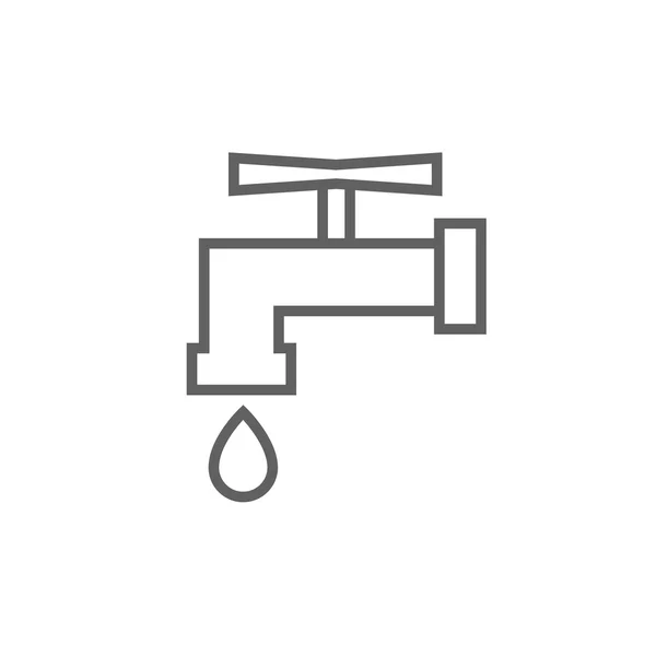 Kraan met water daling lijn pictogram. — Stockvector