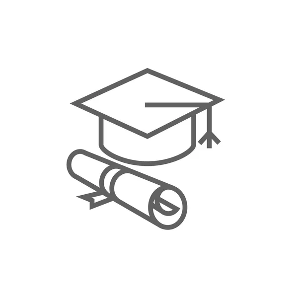 Casquette graduée avec icône de ligne de défilement en papier . — Image vectorielle