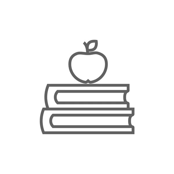 Boeken en apple op de bovenste regel pictogram. — Stockvector