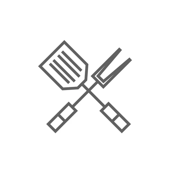 Kuchyňské stěrky a big vidlice řádku ikona. — Stockový vektor