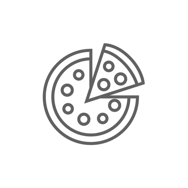 Ganze Pizza mit Scheibenlinie-Symbol. — Stockvektor
