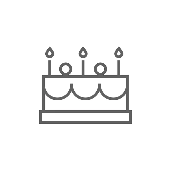 Tarta de cumpleaños con velas icono de la línea . — Vector de stock