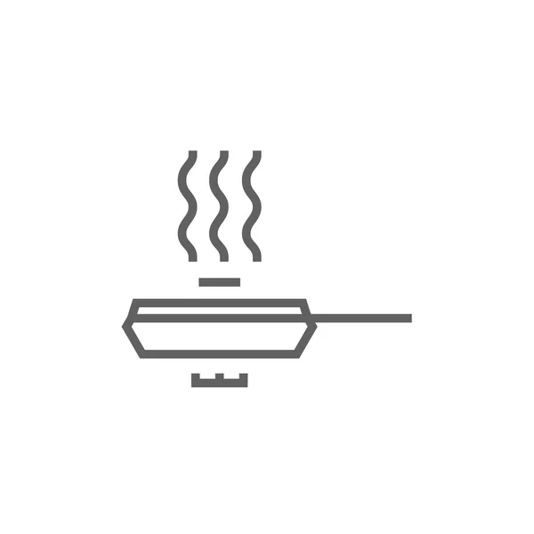Koekenpan met cover lijn pictogram. — Stockvector