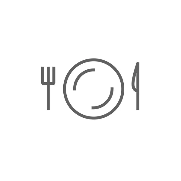 Plate with cutlery line icon. — Stock Vector