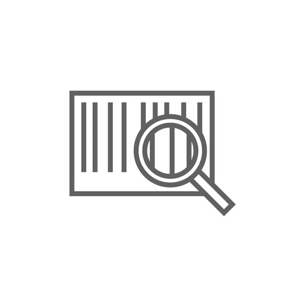Loupe en verre et icône de ligne de code-barres . — Image vectorielle