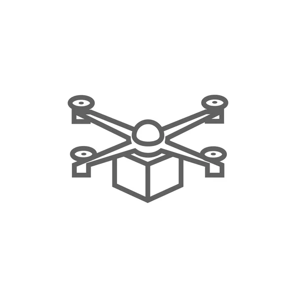 Drone delivering package line icon. — Stock Vector