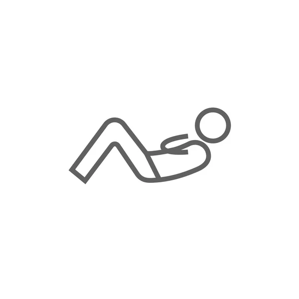 Man doing abdominal crunches line icon. — Stock Vector