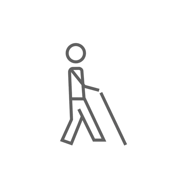 Blinde man met stick line icoon. — Stockvector