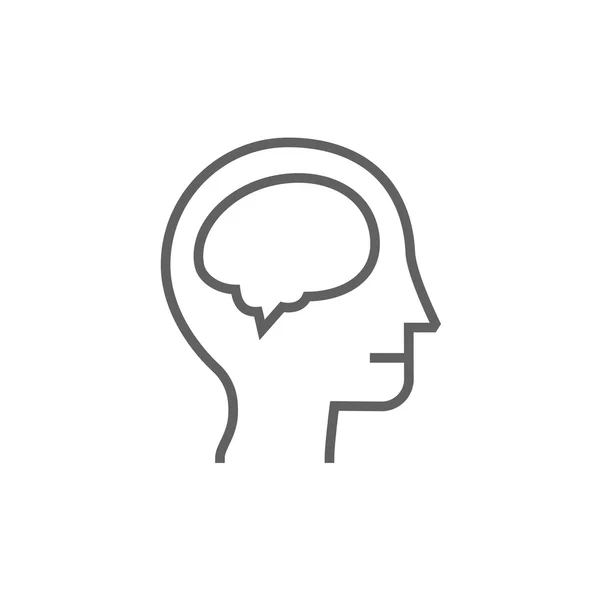 Human head with brain line icon. — Stock Vector