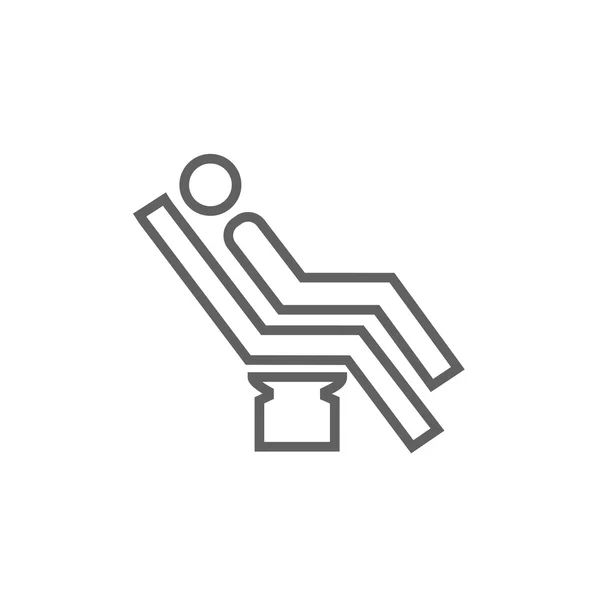 Man zit op dental stoel lijn pictogram. — Stockvector