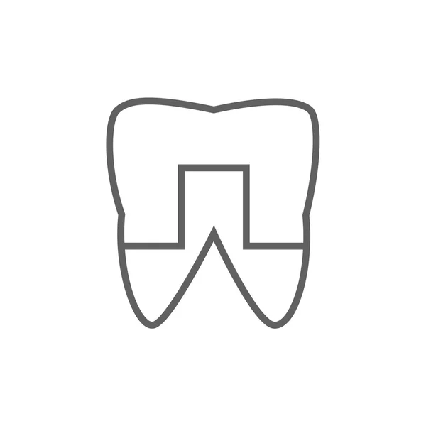 Crowned tooth line icon. — Stock Vector