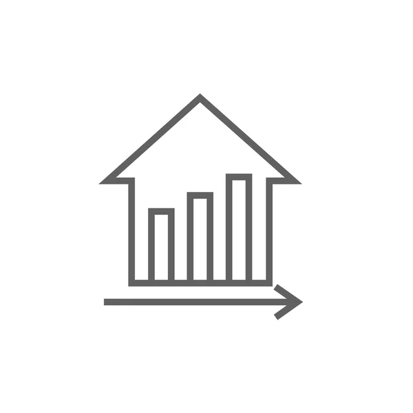 Graph of real estate prices growth line icon. — ストックベクタ
