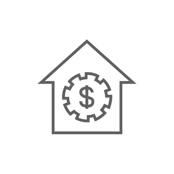 Dům s ikona čáry symbolu dolar. — Stockový vektor