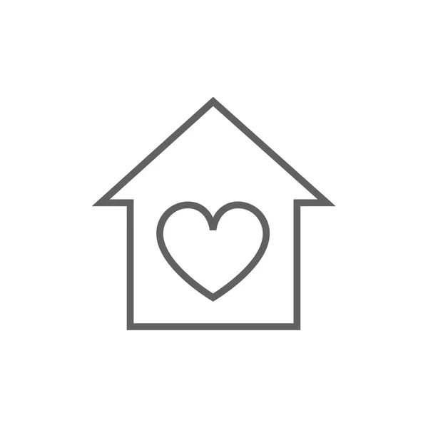 Maison avec icône de ligne de symbole de coeur . — Image vectorielle