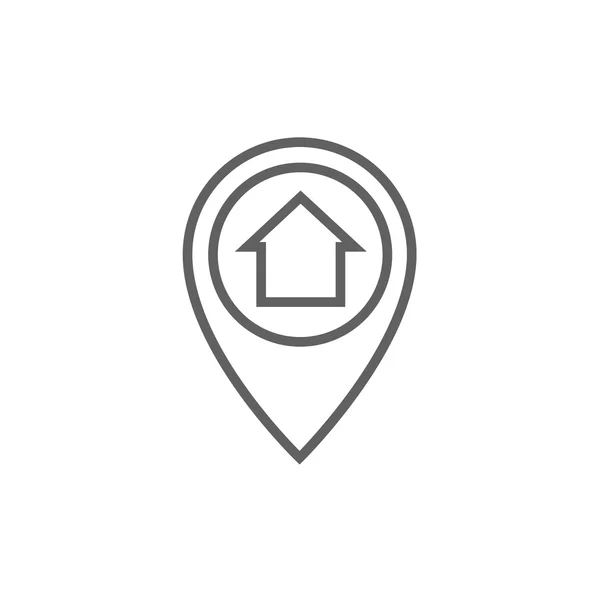 Pointer with house inside line icon. — Stockvector