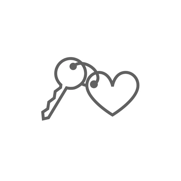 Trinket voor sleutels als hart lijn pictogram. — Stockvector