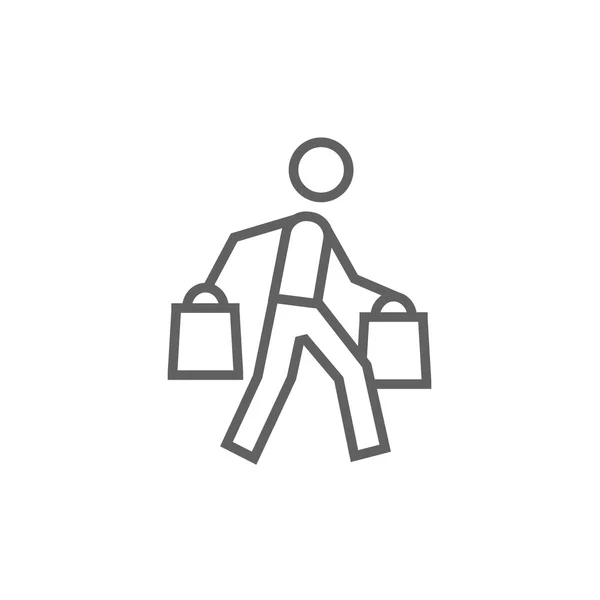 Uomo che trasporta borse shopping icona linea . — Vettoriale Stock