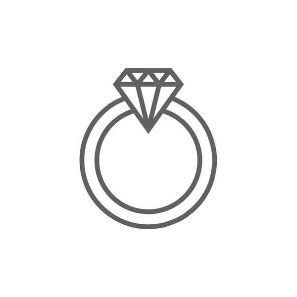 Ikona čáry diamantový prsten. — Stockový vektor