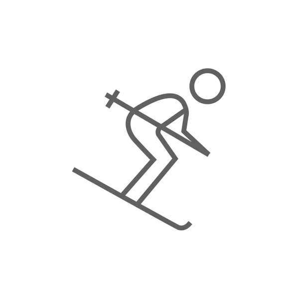 Ícone de linha de esqui downhill . — Vetor de Stock