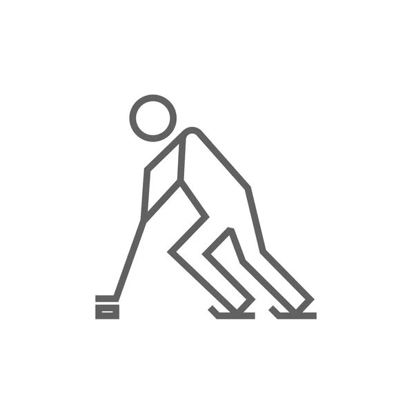 Icono de línea de jugador de hockey . — Vector de stock